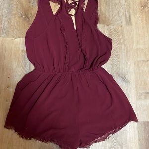 Maroon sleeveless romper